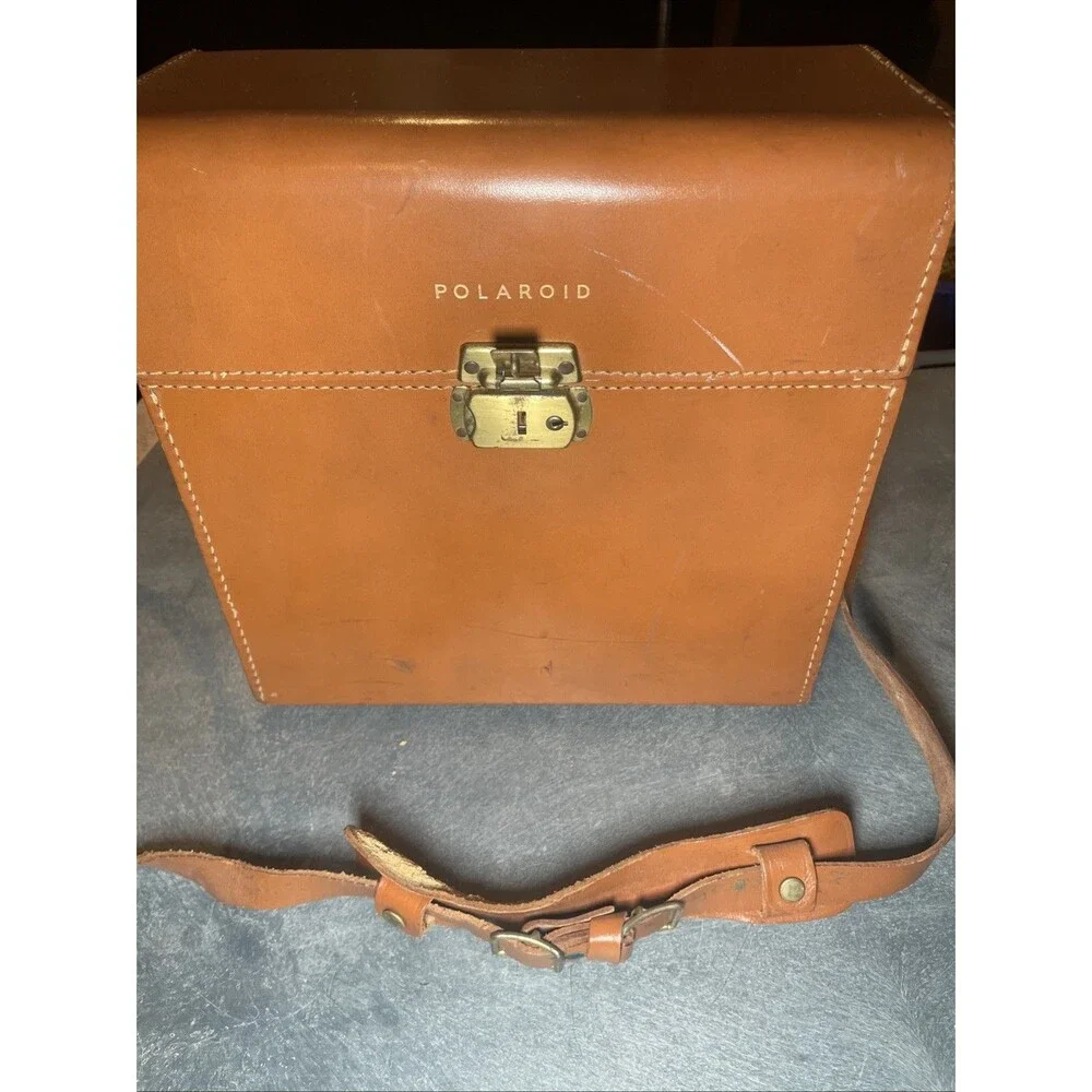 Vintage Polaroid Hard Leather Compartment Carrying Case Bag Model 309 Brown